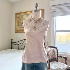 Y2K blush pink lace trim camisole YMI size XL